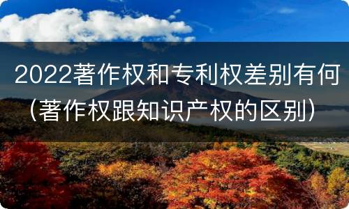 2022著作权和专利权差别有何（著作权跟知识产权的区别）