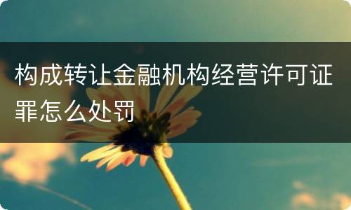 构成转让金融机构经营许可证罪怎么处罚
