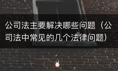 公司法主要解决哪些问题（公司法中常见的几个法律问题）