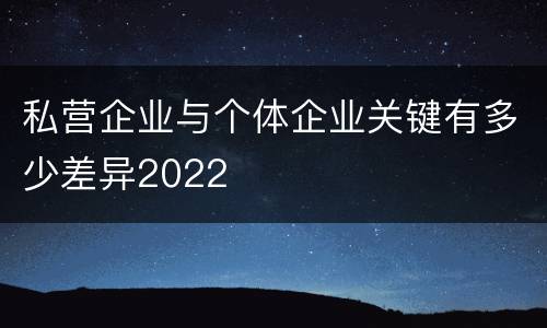 私营企业与个体企业关键有多少差异2022