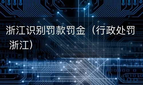 浙江识别罚款罚金（行政处罚 浙江）