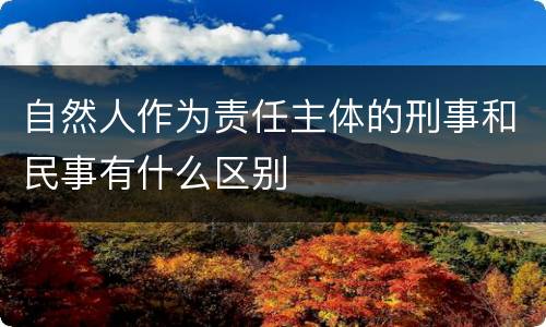 自然人作为责任主体的刑事和民事有什么区别