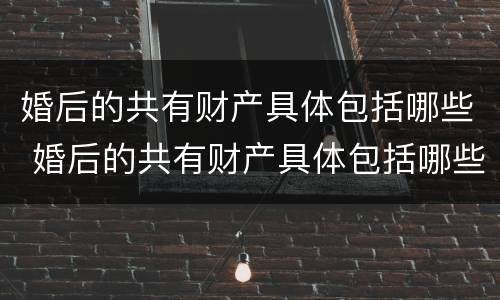 婚后的共有财产具体包括哪些 婚后的共有财产具体包括哪些人