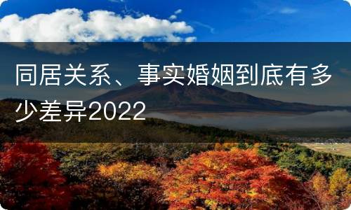 同居关系、事实婚姻到底有多少差异2022