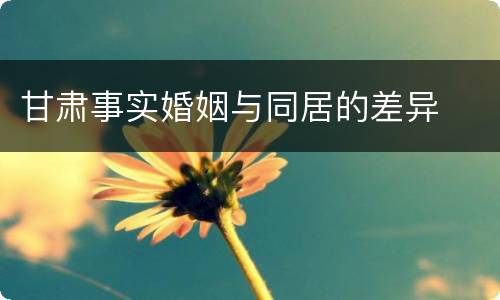 甘肃事实婚姻与同居的差异