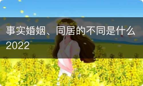 事实婚姻、同居的不同是什么2022
