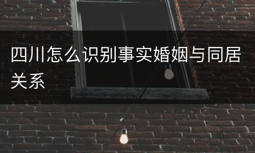 四川怎么识别事实婚姻与同居关系