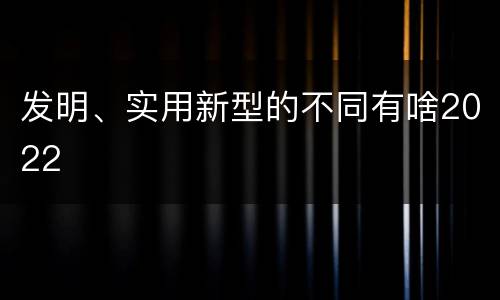 发明、实用新型的不同有啥2022
