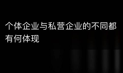 个体企业与私营企业的不同都有何体现