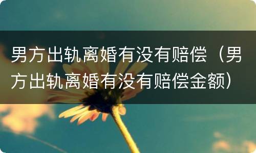男方出轨离婚有没有赔偿（男方出轨离婚有没有赔偿金额）
