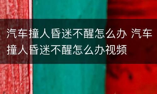 汽车撞人昏迷不醒怎么办 汽车撞人昏迷不醒怎么办视频