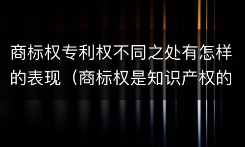 商标权专利权不同之处有怎样的表现（商标权是知识产权的一种吗）