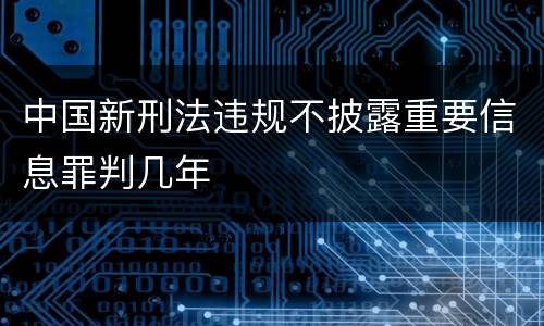 中国新刑法违规不披露重要信息罪判几年