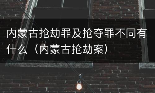 内蒙古抢劫罪及抢夺罪不同有什么（内蒙古抢劫案）
