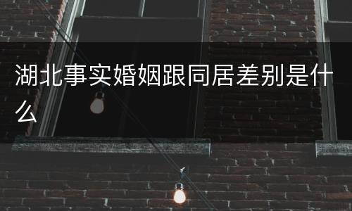 湖北事实婚姻跟同居差别是什么