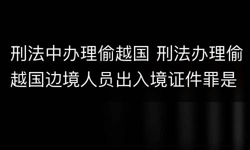 刑法中办理偷越国 刑法办理偷越国边境人员出入境证件罪是指