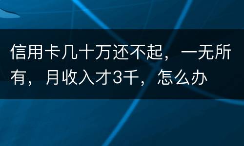 信用卡几十万还不起，一无所有，月收入才3千，怎么办