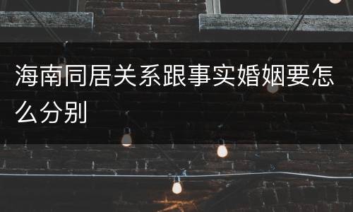 海南同居关系跟事实婚姻要怎么分别