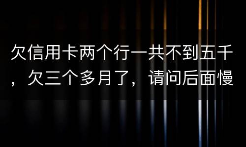 欠信用卡两个行一共不到五千，欠三个多月了，请问后面慢慢还还会起诉吗