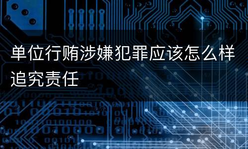 单位行贿涉嫌犯罪应该怎么样追究责任