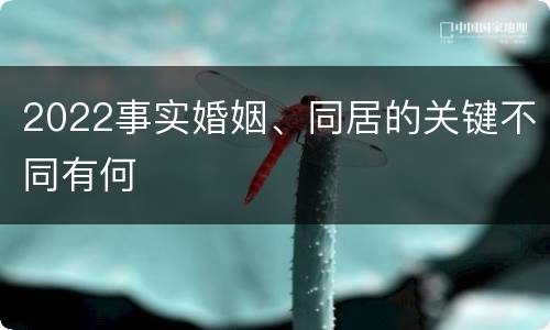 2022事实婚姻、同居的关键不同有何