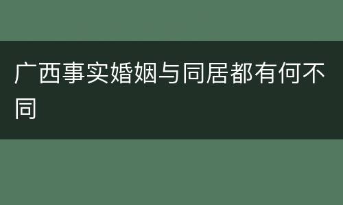 广西事实婚姻与同居都有何不同