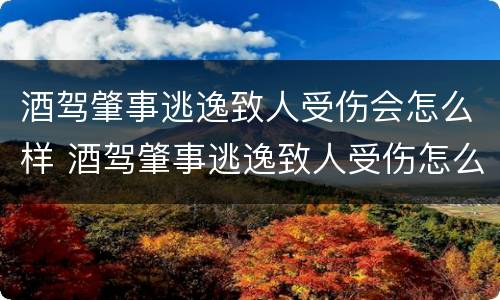 酒驾肇事逃逸致人受伤会怎么样 酒驾肇事逃逸致人受伤怎么判