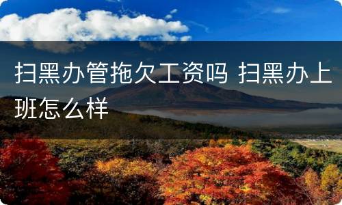 扫黑办管拖欠工资吗 扫黑办上班怎么样