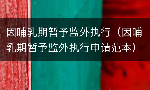 因哺乳期暂予监外执行（因哺乳期暂予监外执行申请范本）