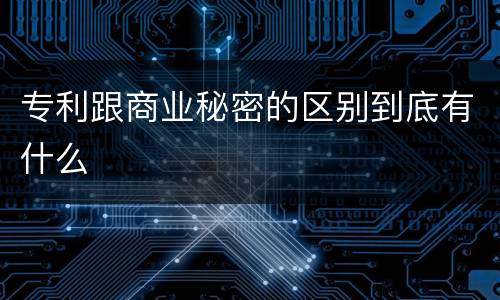 专利跟商业秘密的区别到底有什么