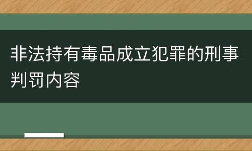 非法持有毒品成立犯罪的刑事判罚内容