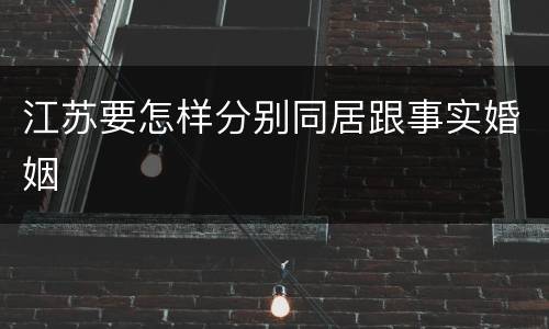 江苏要怎样分别同居跟事实婚姻