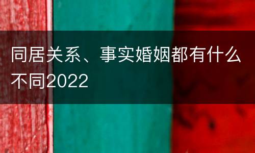 同居关系、事实婚姻都有什么不同2022