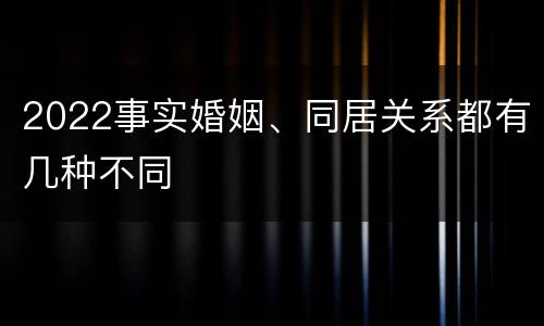 2022事实婚姻、同居关系都有几种不同