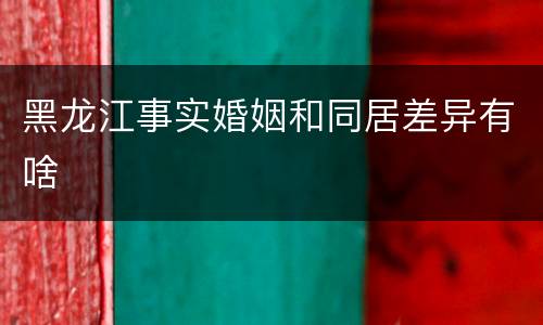 黑龙江事实婚姻和同居差异有啥