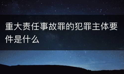 重大责任事故罪的犯罪主体要件是什么