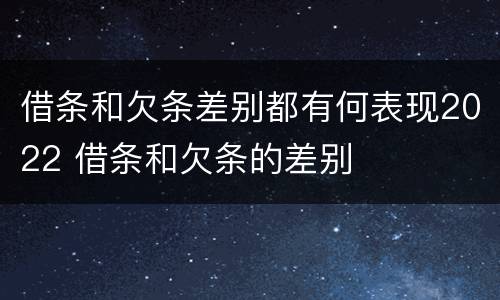 借条和欠条差别都有何表现2022 借条和欠条的差别