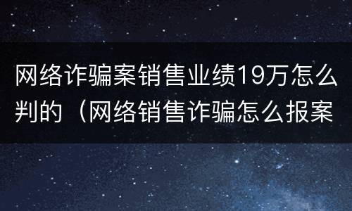 网络诈骗案销售业绩19万怎么判的（网络销售诈骗怎么报案）