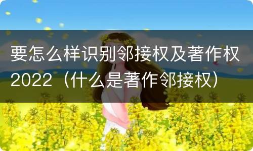要怎么样识别邻接权及著作权2022（什么是著作邻接权）