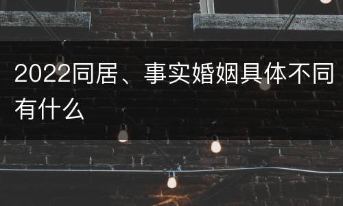 2022同居、事实婚姻具体不同有什么