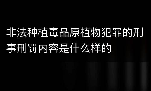 非法种植毒品原植物犯罪的刑事刑罚内容是什么样的