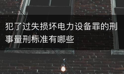 犯了过失损坏电力设备罪的刑事量刑标准有哪些