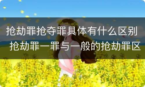 抢劫罪抢夺罪具体有什么区别 抢劫罪一罪与一般的抢劫罪区别