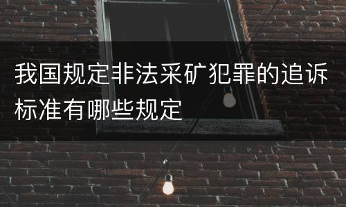 我国规定非法采矿犯罪的追诉标准有哪些规定
