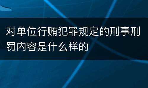 对单位行贿犯罪规定的刑事刑罚内容是什么样的
