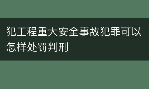 犯工程重大安全事故犯罪可以怎样处罚判刑