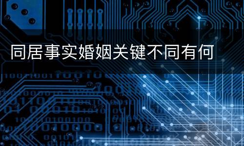 同居事实婚姻关键不同有何
