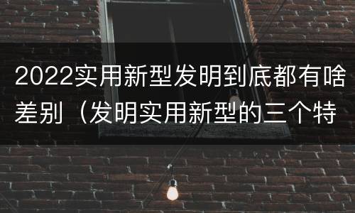 2022实用新型发明到底都有啥差别（发明实用新型的三个特点）