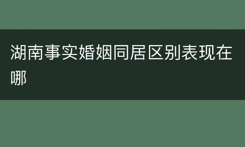 湖南事实婚姻同居区别表现在哪