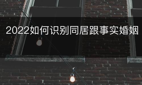 2022如何识别同居跟事实婚姻